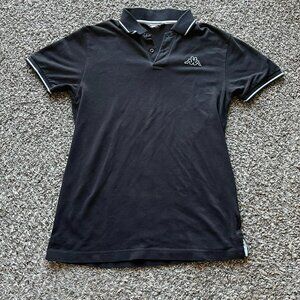 Kappa Black Polo Shirt Womens Med Grunge Embroidered Punk Alternative Slim Fit